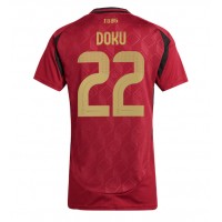 Camiseta Bélgica Jeremy Doku #22 Primera Equipación para mujer Eurocopa 2024 manga corta